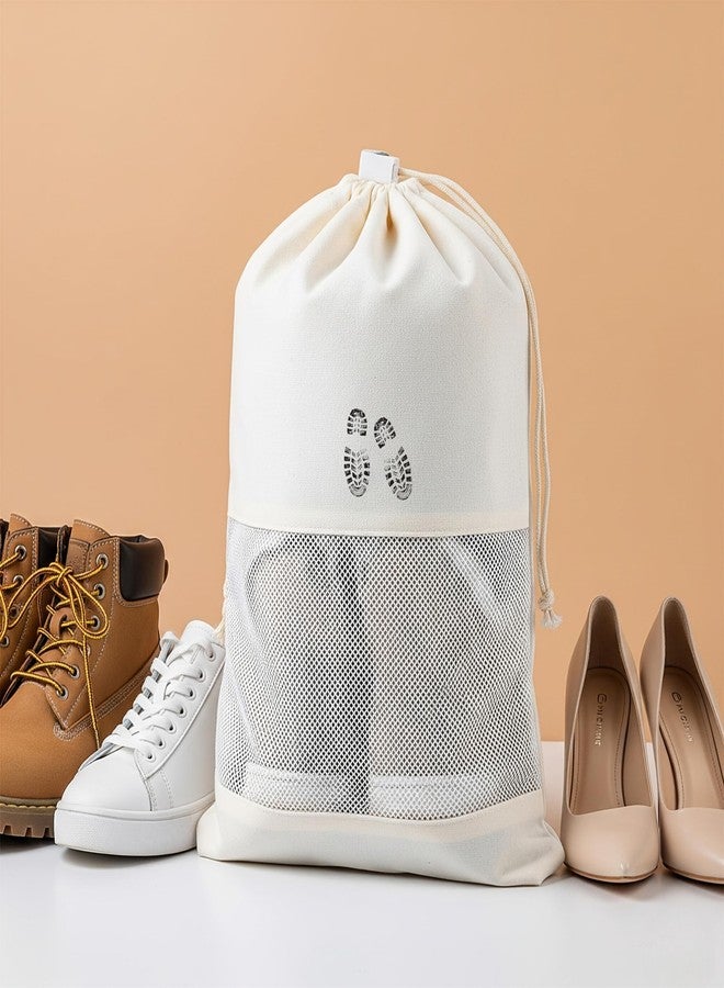 JUNERUSH Cotton Canvas Pouch | Travel Shoe Bags for Storage Packing | Shoe Cover Bag for Travelling | Shoe Pouch Organizer | Shoe Packing Bags for Travel | Shoe Travel Bag for Men Women (Pack of 5) - Image 4